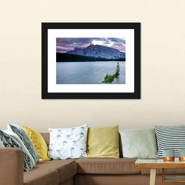 Mount Rundle & Lake Canvas Wall Art-3 Horizontal-Gallery Wrap-25" x 16"-Tiaracle