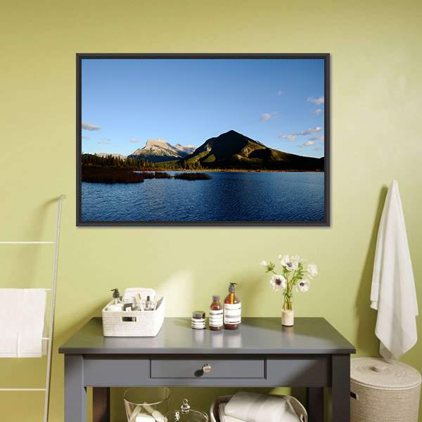 Mount Rundle & Vermilion Lake Canvas Wall Art-3 Horizontal-Gallery Wrap-25" x 16"-Tiaracle