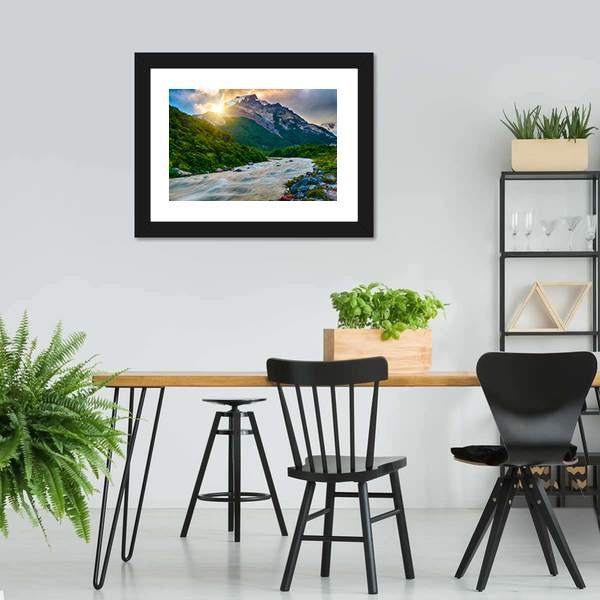 Mountain & Fitzroy River Canvas Wall Art-3 Horizontal-Gallery Wrap-25" x 16"-Tiaracle