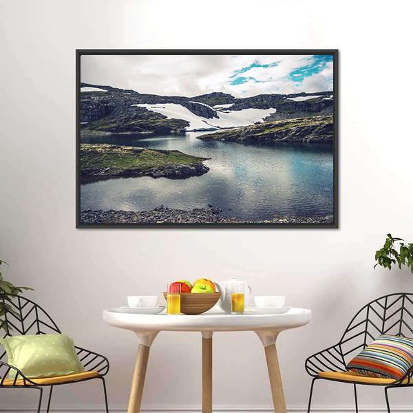 Mountain Glacial Lake Canvas Wall Art-3 Horizontal-Gallery Wrap-25" x 16"-Tiaracle