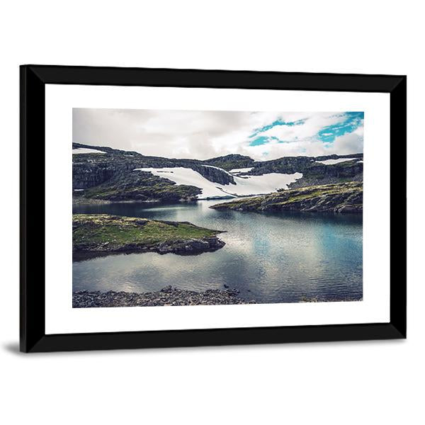 Mountain Glacial Lake Canvas Wall Art-3 Horizontal-Gallery Wrap-25" x 16"-Tiaracle