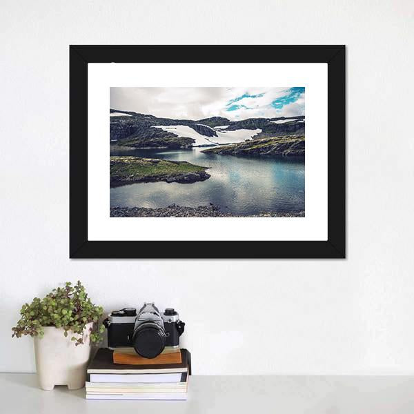 Mountain Glacial Lake Canvas Wall Art-3 Horizontal-Gallery Wrap-25" x 16"-Tiaracle