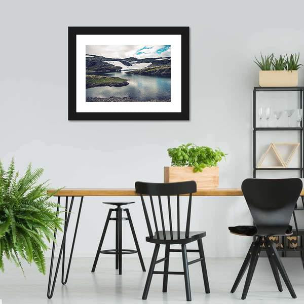 Mountain Glacial Lake Canvas Wall Art-3 Horizontal-Gallery Wrap-25" x 16"-Tiaracle
