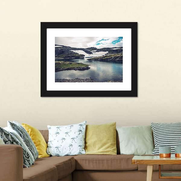 Mountain Glacial Lake Canvas Wall Art-3 Horizontal-Gallery Wrap-25" x 16"-Tiaracle