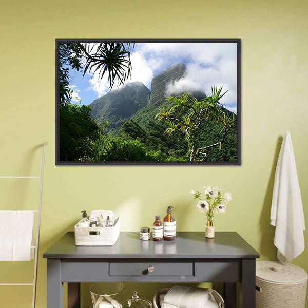 Mountain & Jungle Tahiti Canvas Wall Art-3 Horizontal-Gallery Wrap-25" x 16"-Tiaracle
