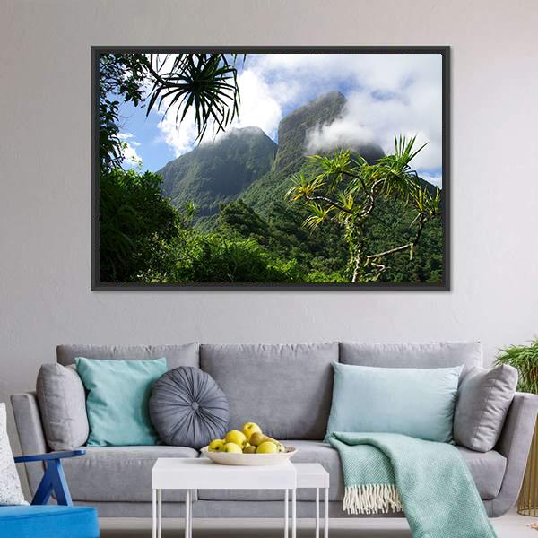 Mountain & Jungle Tahiti Canvas Wall Art-3 Horizontal-Gallery Wrap-25" x 16"-Tiaracle