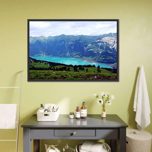 Mountain Lake Landscape Canvas Wall Art-3 Horizontal-Gallery Wrap-25" x 16"-Tiaracle