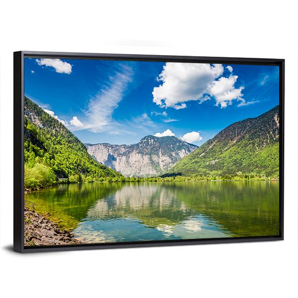 Mountain Lake & Mountains Canvas Wall Art-3 Horizontal-Gallery Wrap-25" x 16"-Tiaracle