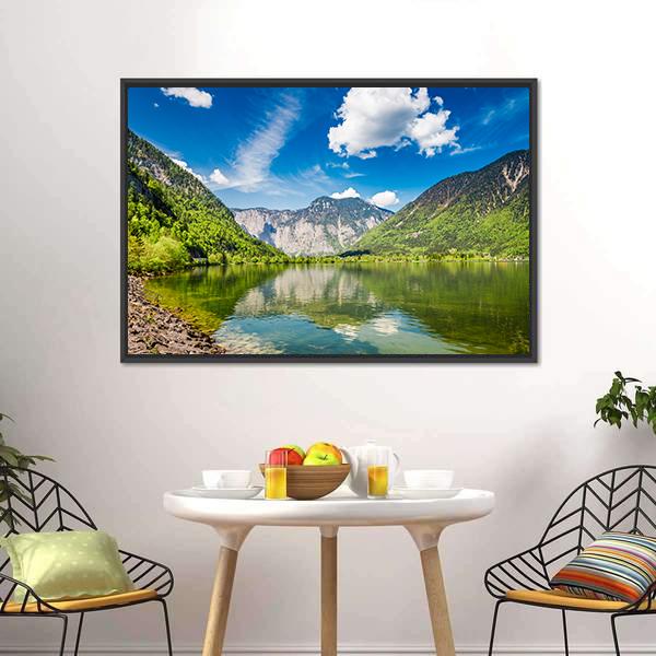 Mountain Lake & Mountains Canvas Wall Art-3 Horizontal-Gallery Wrap-25" x 16"-Tiaracle