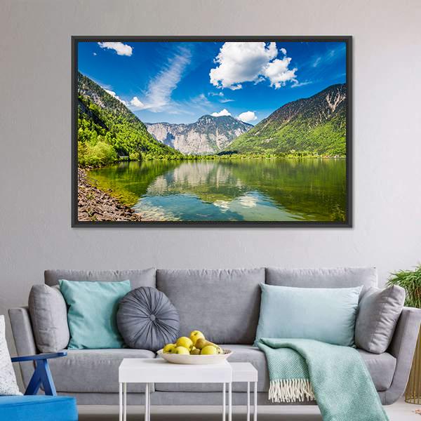 Mountain Lake & Mountains Canvas Wall Art-3 Horizontal-Gallery Wrap-25" x 16"-Tiaracle