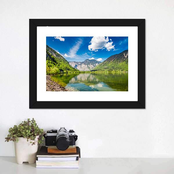 Mountain Lake & Mountains Canvas Wall Art-3 Horizontal-Gallery Wrap-25" x 16"-Tiaracle