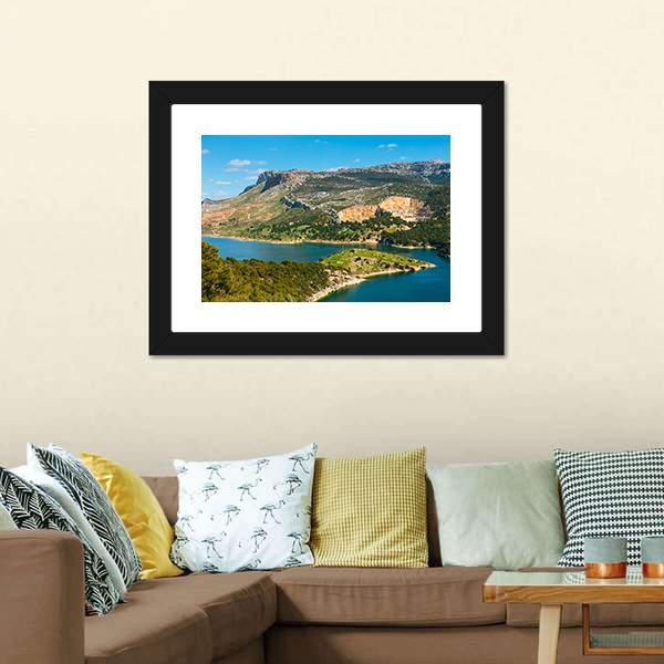 Mountain & Lake Spain Canvas Wall Art-3 Horizontal-Gallery Wrap-25" x 16"-Tiaracle