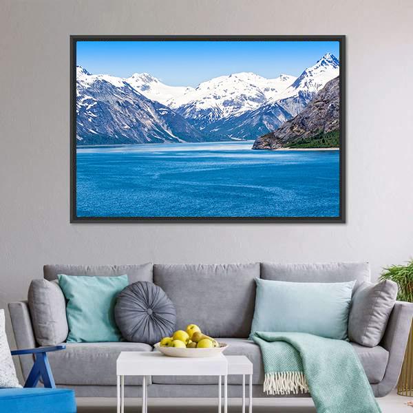 Mountain & Ocean Water Canvas Wall Art-3 Horizontal-Gallery Wrap-25" x 16"-Tiaracle