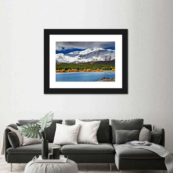 Mountain With Lake Tekapo Canvas Wall Art-3 Horizontal-Gallery Wrap-25" x 16"-Tiaracle