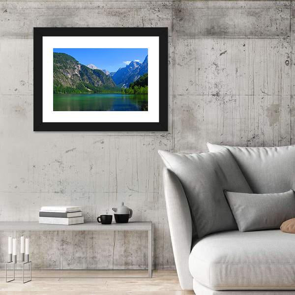 Mountains & Green Lake Canvas Wall Art-3 Horizontal-Gallery Wrap-25" x 16"-Tiaracle
