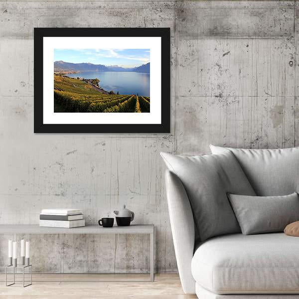 Mountains On Lake Geneva Canvas Wall Art-3 Horizontal-Gallery Wrap-25" x 16"-Tiaracle