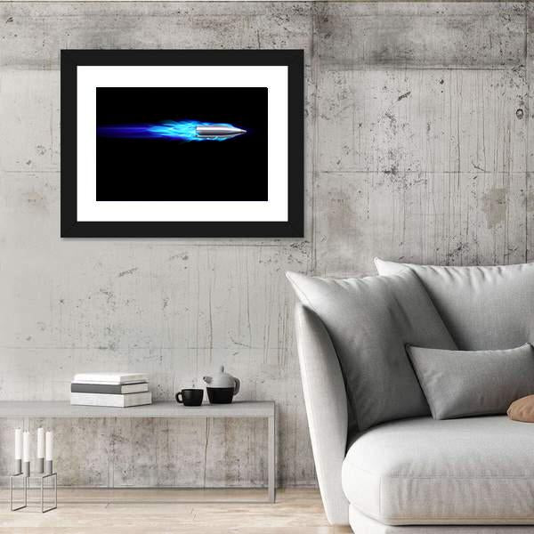 Moving Blue Fiery Bullet Canvas Wall Art-5 Horizontal-Gallery Wrap-22" x 12"-Tiaracle