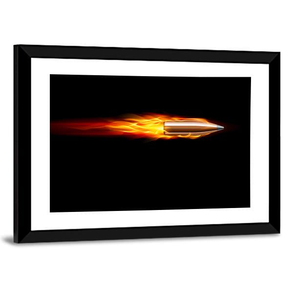 Moving Red Fiery Bullet Canvas Wall Art-1 Piece-Framed Print-20" x 16"-Tiaracle
