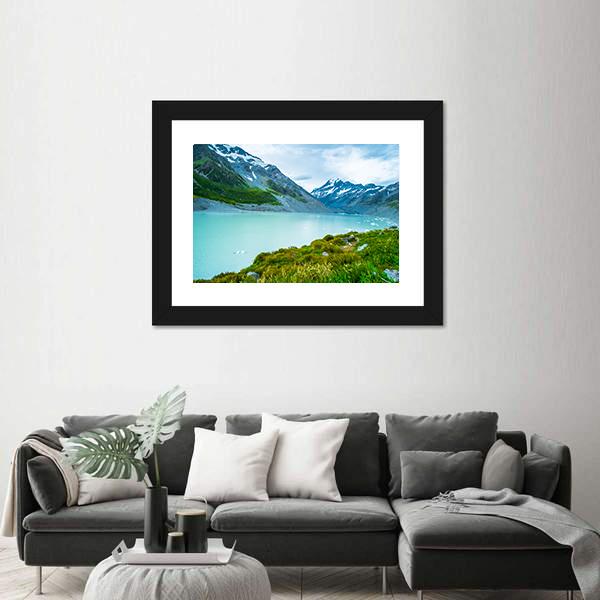 Mt Cook & Lake Canvas Wall Art-5 Horizontal-Gallery Wrap-22" x 12"-Tiaracle