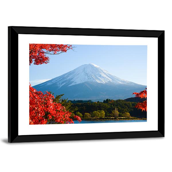 Mt Fuji In Autumn Canvas Wall Art-1 Piece-Framed Print-20" x 16"-Tiaracle