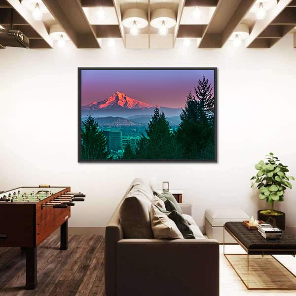 Mt Hood At Sunset Canvas Wall Art-3 Horizontal-Gallery Wrap-25" x 16"-Tiaracle