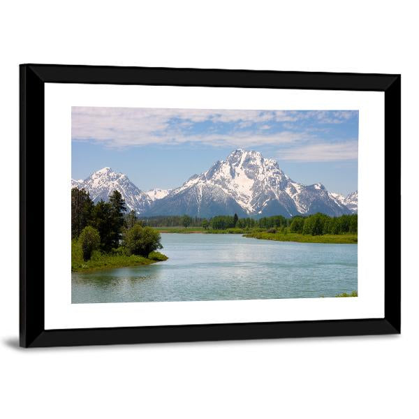 Mt Moran From Lake Canvas Wall Art-1 Piece-Framed Print-30" x 20"-Tiaracle