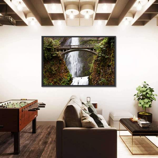 Multnomah Falls Oregon Canvas Wall Art-5 Horizontal-Gallery Wrap-22" x 12"-Tiaracle