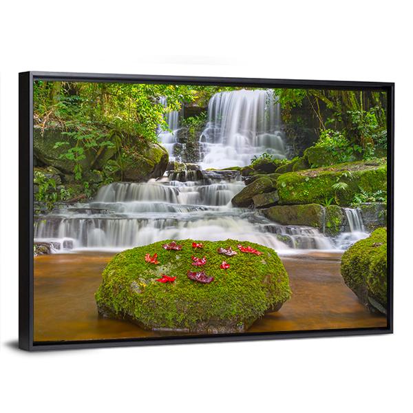 Mun Daeng Waterfall Canvas Wall Art-1 Piece-Floating Frame-36" x 24"-Tiaracle