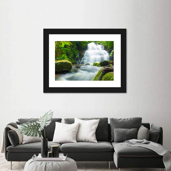 Mundaeng Waterfall Thailand Canvas Wall Art-3 Horizontal-Gallery Wrap-25" x 16"-Tiaracle