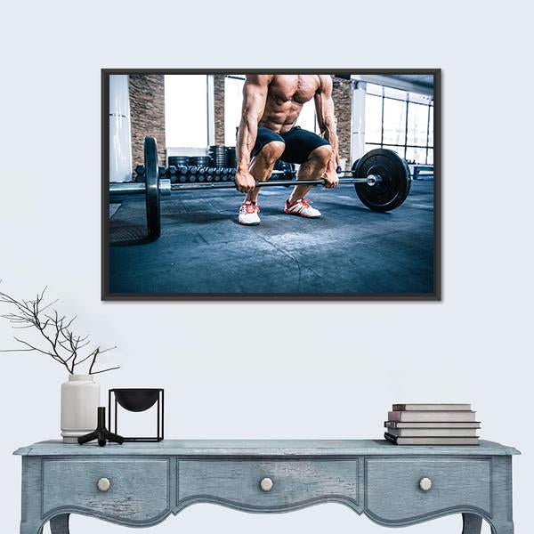 Muscular Man Workout Canvas Wall Art-1 Piece-Floating Frame-24" x 16"-Tiaracle