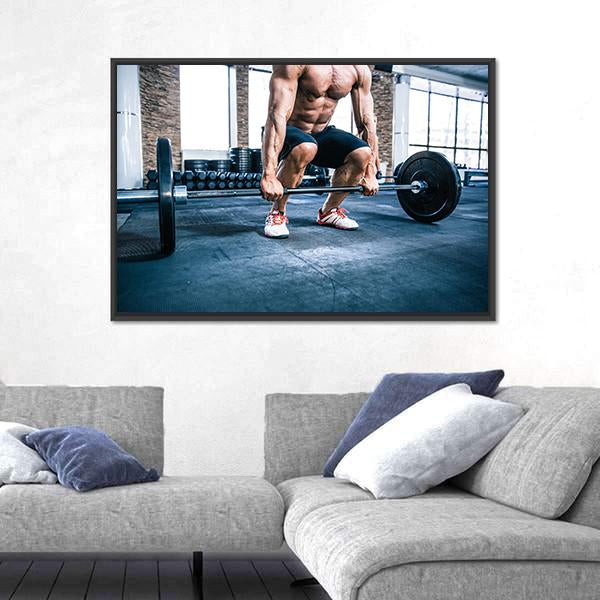 Muscular Man Workout Canvas Wall Art-3 Horizontal-Gallery Wrap-25" x 16"-Tiaracle