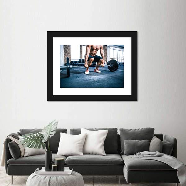 Muscular Man Workout Canvas Wall Art-3 Horizontal-Gallery Wrap-25" x 16"-Tiaracle