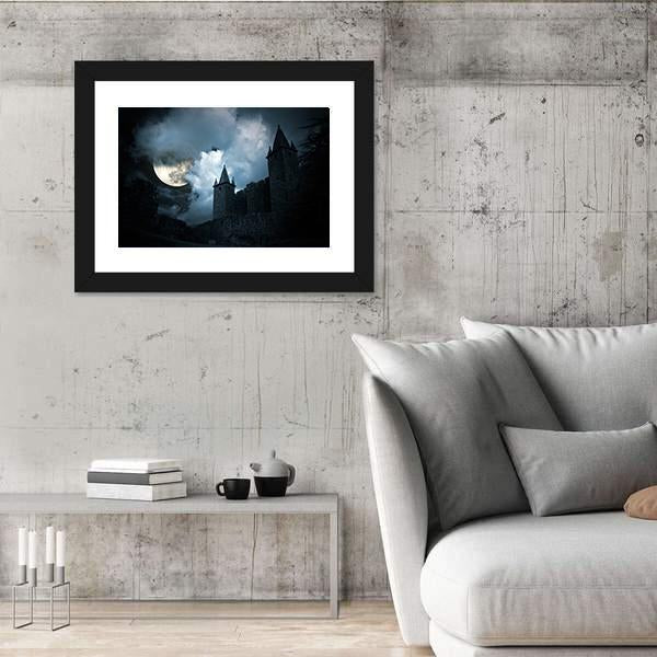 Mysterious Medieval Castle Canvas Wall Art-3 Horizontal-Gallery Wrap-25" x 16"-Tiaracle