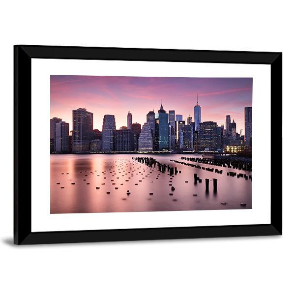NY City Skyline Canvas Wall Art-5 Horizontal-Gallery Wrap-22" x 12"-Tiaracle