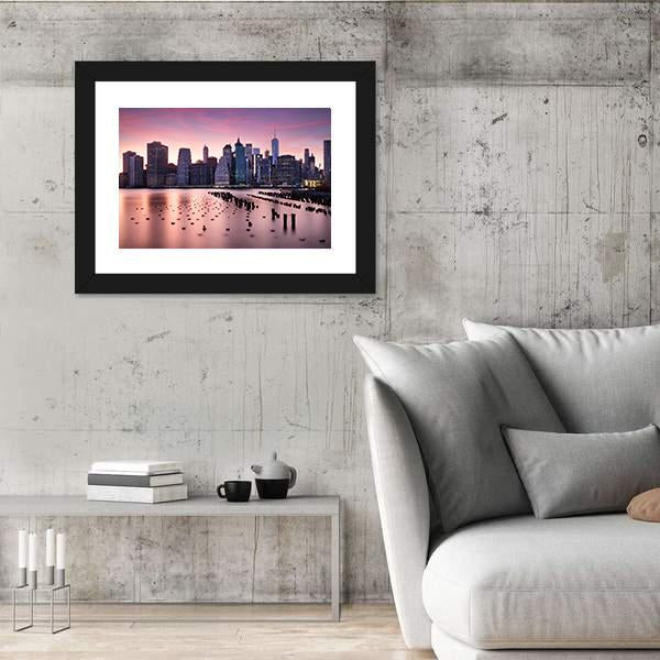 NY City Skyline Canvas Wall Art-5 Horizontal-Gallery Wrap-22" x 12"-Tiaracle