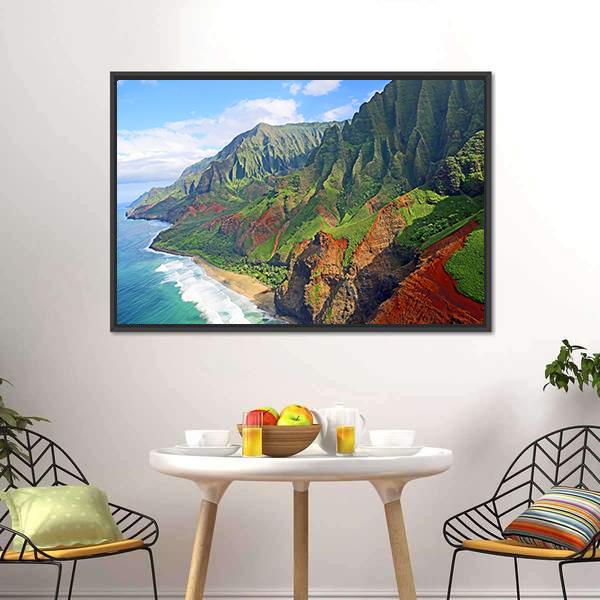 Na Pali Coast Hawaii Canvas Wall Art-3 Horizontal-Gallery Wrap-25" x 16"-Tiaracle