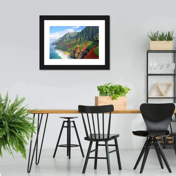 Na Pali Coast Hawaii Canvas Wall Art-3 Horizontal-Gallery Wrap-25" x 16"-Tiaracle