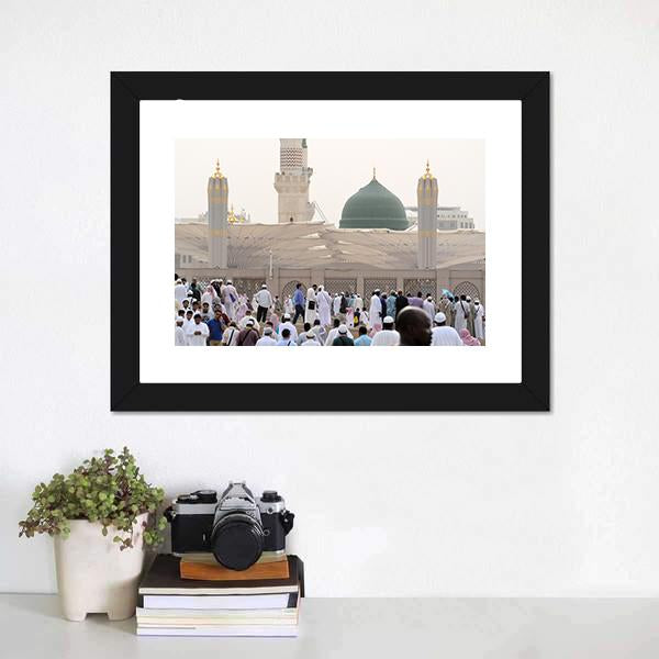 Nabawi Mosque Canvas Wall Art-3 Horizontal-Gallery Wrap-25" x 16"-Tiaracle