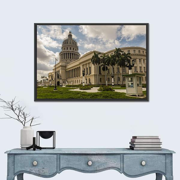 National Capitol In Havana Canvas Wall Art-1 Piece-Floating Frame-24" x 16"-Tiaracle