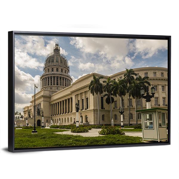 National Capitol In Havana Canvas Wall Art-3 Horizontal-Gallery Wrap-25" x 16"-Tiaracle