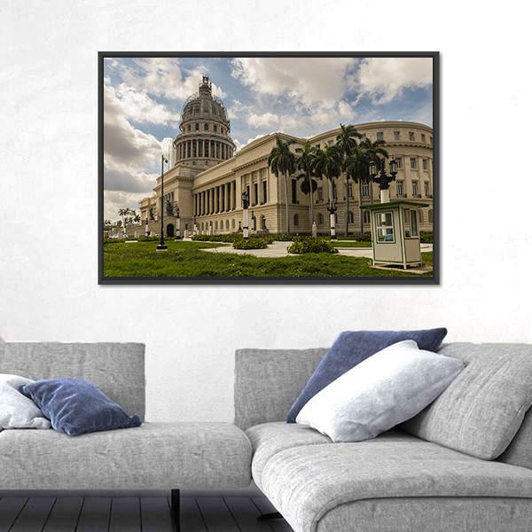 National Capitol In Havana Canvas Wall Art-3 Horizontal-Gallery Wrap-25" x 16"-Tiaracle