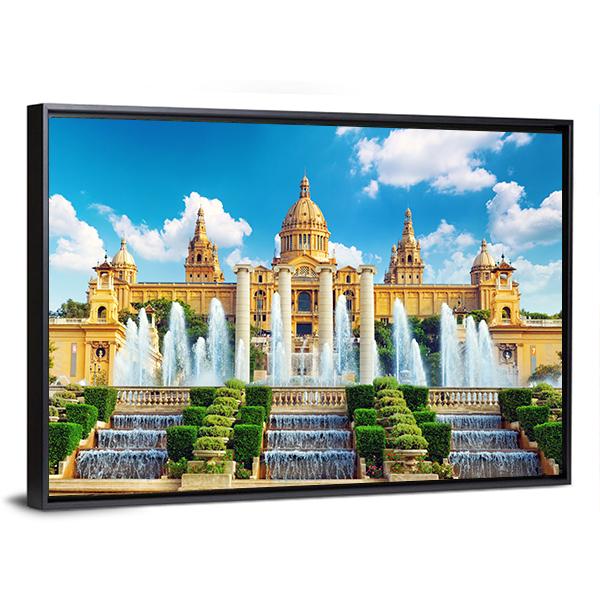 National Museum In Barcelona Canvas Wall Art-3 Horizontal-Gallery Wrap-25" x 16"-Tiaracle