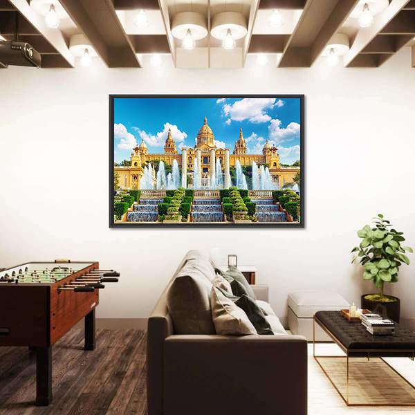 National Museum In Barcelona Canvas Wall Art-3 Horizontal-Gallery Wrap-25" x 16"-Tiaracle