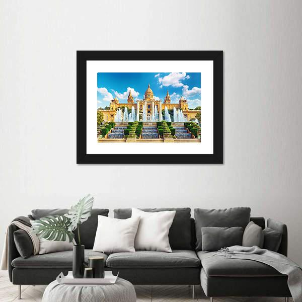 National Museum In Barcelona Canvas Wall Art-3 Horizontal-Gallery Wrap-25" x 16"-Tiaracle