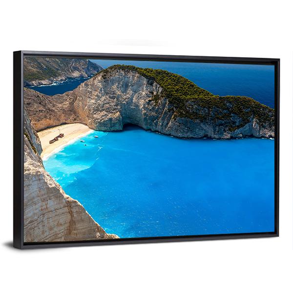 Navagio Beach Canvas Wall Art-5 Horizontal-Gallery Wrap-22" x 12"-Tiaracle