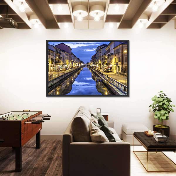 Naviglio Grande Canal Canvas Wall Art-5 Horizontal-Gallery Wrap-22" x 12"-Tiaracle