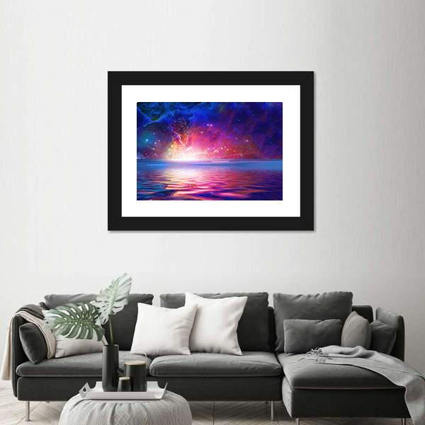 Nebula Over Alien Planet Canvas Wall Art-5 Horizontal-Gallery Wrap-22" x 12"-Tiaracle