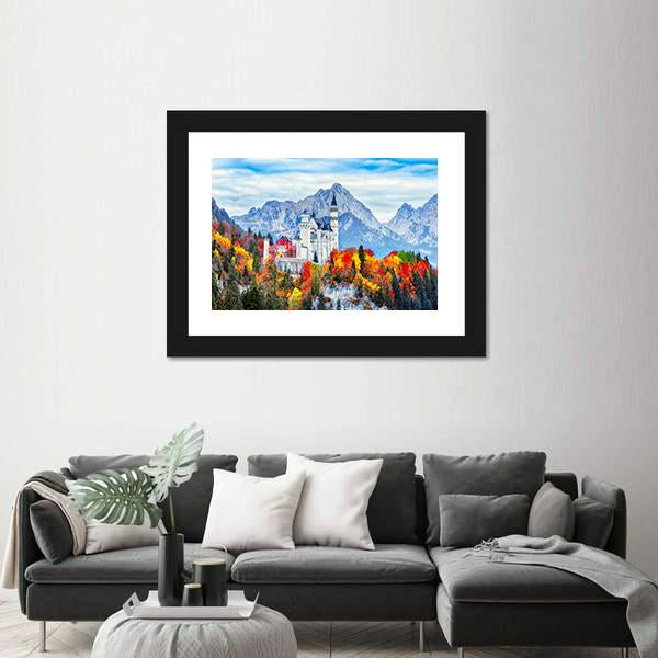 Neuschwanstein Ancient Castle Canvas Wall Art-3 Horizontal-Gallery Wrap-25" x 16"-Tiaracle