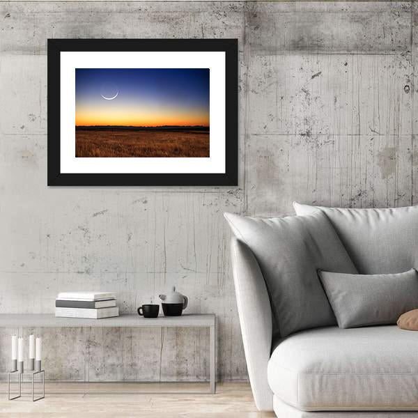 New Moon At Sunset Canvas Wall Art-5 Horizontal-Gallery Wrap-22" x 12"-Tiaracle