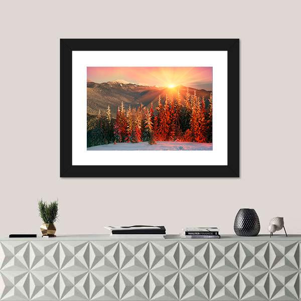 Night In Ukrainian Carpathians Canvas Wall Art-1 Piece-Framed Print-42" x 14"-Tiaracle